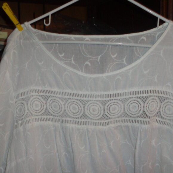 LADIES GORGEOUS WHITE 100% COTTON TASSEL TOP-LIGHT LOOSE COOL COMFORT-SZ 3X - Picture 2 of 4